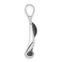 Sterling Silver & Black Rhodium Polished Syn. Stones & CZ Triangle Pendant view 2