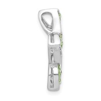 Sterling Silver Marcasite & Green Crystal Flower Chain Slide Pendant view 2