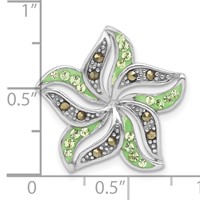 Sterling Silver Marcasite & Green Crystal Flower Chain Slide Pendant view 3