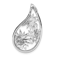 Sterling Silver CZ & Blue, Green & Pink Enamel Floral Teardrop Slide view 4