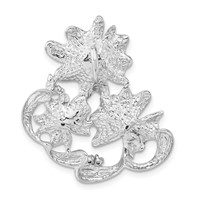 Sterling Silver Polished Red, Green & Yellow Enamel CZ Flower Slide view 4