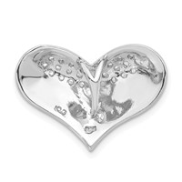 Sterling Silver Polished Red Enamel & CZ Heart Chain Slide Pendant view 4