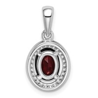 Sterling Silver Rhod-plated Pendant with Dark Red and White CZ Oval view 4