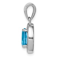 Sterling Silver Rhod-plated Pendant with Light Blue and White CZ Oval view 2