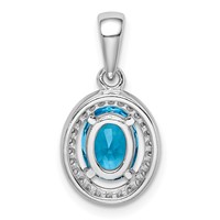 Sterling Silver Rhod-plated Pendant with Light Blue and White CZ Oval view 4