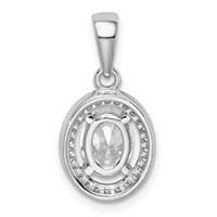 Sterling Silver Rhodium-plated Pendant with CZ Oval view 4