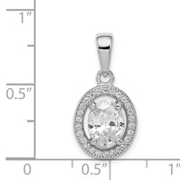 Sterling Silver Rhodium-plated Pendant with CZ Oval view 3