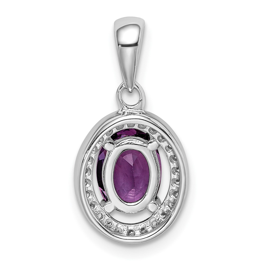 Sterling Silver Rhodium-plated Polished Amethyst and CZ Pendant (QP4245)