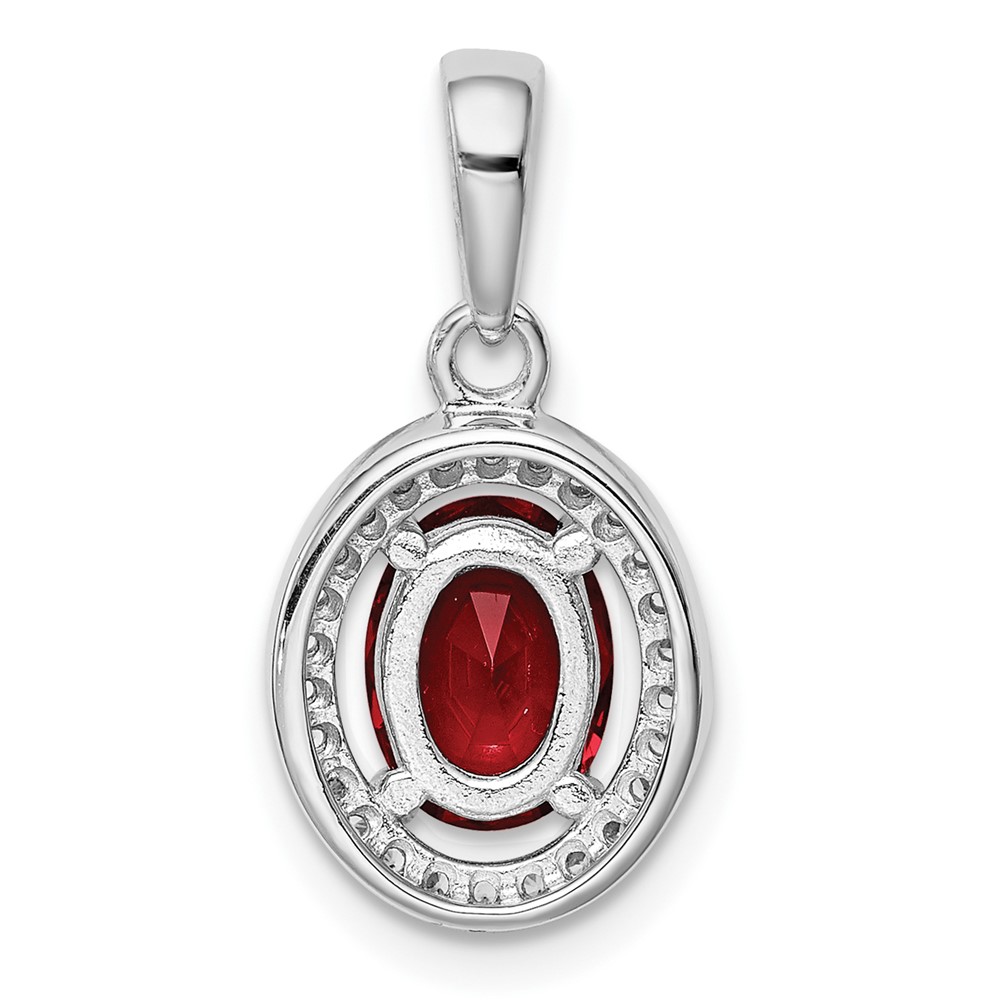 Sterling Silver Rhodium Plated Red  CZ and White CZ Halo Pendant (QP4246)