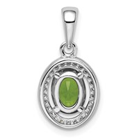 Sterling Silver Rhod-plated Light Green and White CZ Oval Pendant view 4
