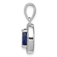 Sterling Silver Rhod-plated Dark Blue and White CZ Oval Pendant view 2