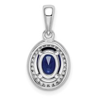 Sterling Silver Rhod-plated Dark Blue and White CZ Oval Pendant view 4