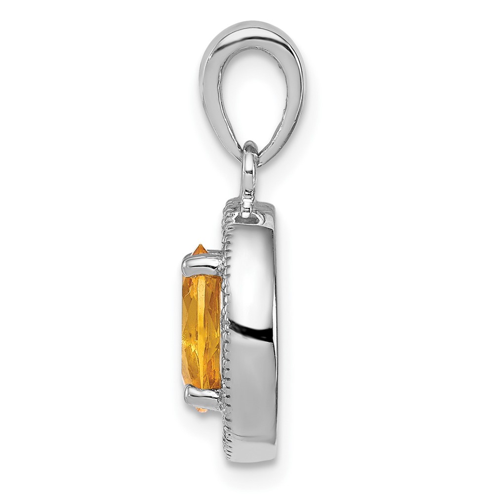 Sterling Silver Rhod-plated Yellow and White CZ Oval Pendant (QP4250)
