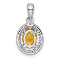 Sterling Silver Rhod-plated Yellow and White CZ Oval Pendant view 4