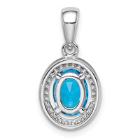Sterling Silver Rhod-plated Blue and White CZ Oval Pendant view 4