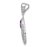 Sterling Silver Rhodium-plated Polished Amethyst Pendant view 2