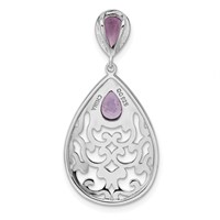 Sterling Silver Rhodium-plated Polished Amethyst Pendant view 4