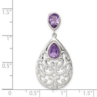Sterling Silver Rhodium-plated Polished Amethyst Pendant view 3