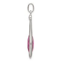 Sterling Silver Rhod-plated Synthetic Red Fancy-cut Marquise Pendant view 2