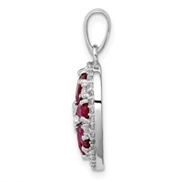 Sterling Silver Rhodium-plated Polished CZ and Lab Cr. Ruby Heart Pendant view 2