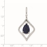 Sterling Silver Pendant with Blue Corundum and CZ view 2