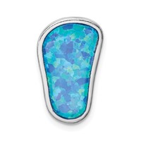 Sterling Silver Rhodium Created Blue Opal Flip-Flop Slide view 4