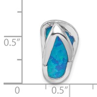 Sterling Silver Rhodium Created Blue Opal Flip-Flop Slide view 3