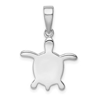 Sterling Silver Rhodium-plated Polished Created Blue Opal Turtle Pendant view 4