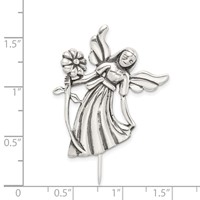 Sterling Silver Polish & Antique Angel with Flower Pin view 4