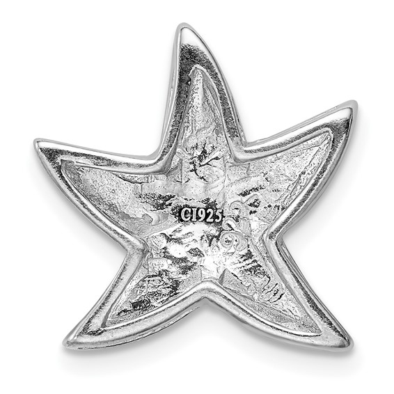 Sterling Silver Rhodium Created Blue Opal Starfish Slide