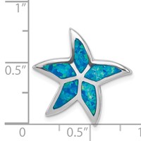 Sterling Silver Rhodium Created Blue Opal Starfish Slide view 3