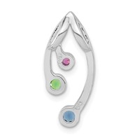 Sterling Silver Polished Red, Green & Blue CZ Chain Slide view 4