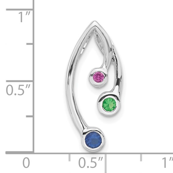 Sterling Silver Polished Red, Green & Blue CZ Chain Slide