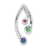 Sterling Silver Polished Red, Green & Blue CZ Chain Slide view 1