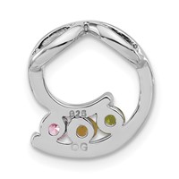 Sterling Silver Polished Green, Yellow & Pink CZ Circle Chain Slide view 4