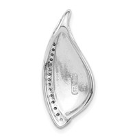 Sterling Silver Polished & Satin CZ Fancy Chain Slide Pendant view 4