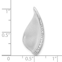 Sterling Silver Polished & Satin CZ Fancy Chain Slide Pendant view 3