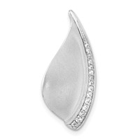 Sterling Silver Polished & Satin CZ Fancy Chain Slide Pendant view 1