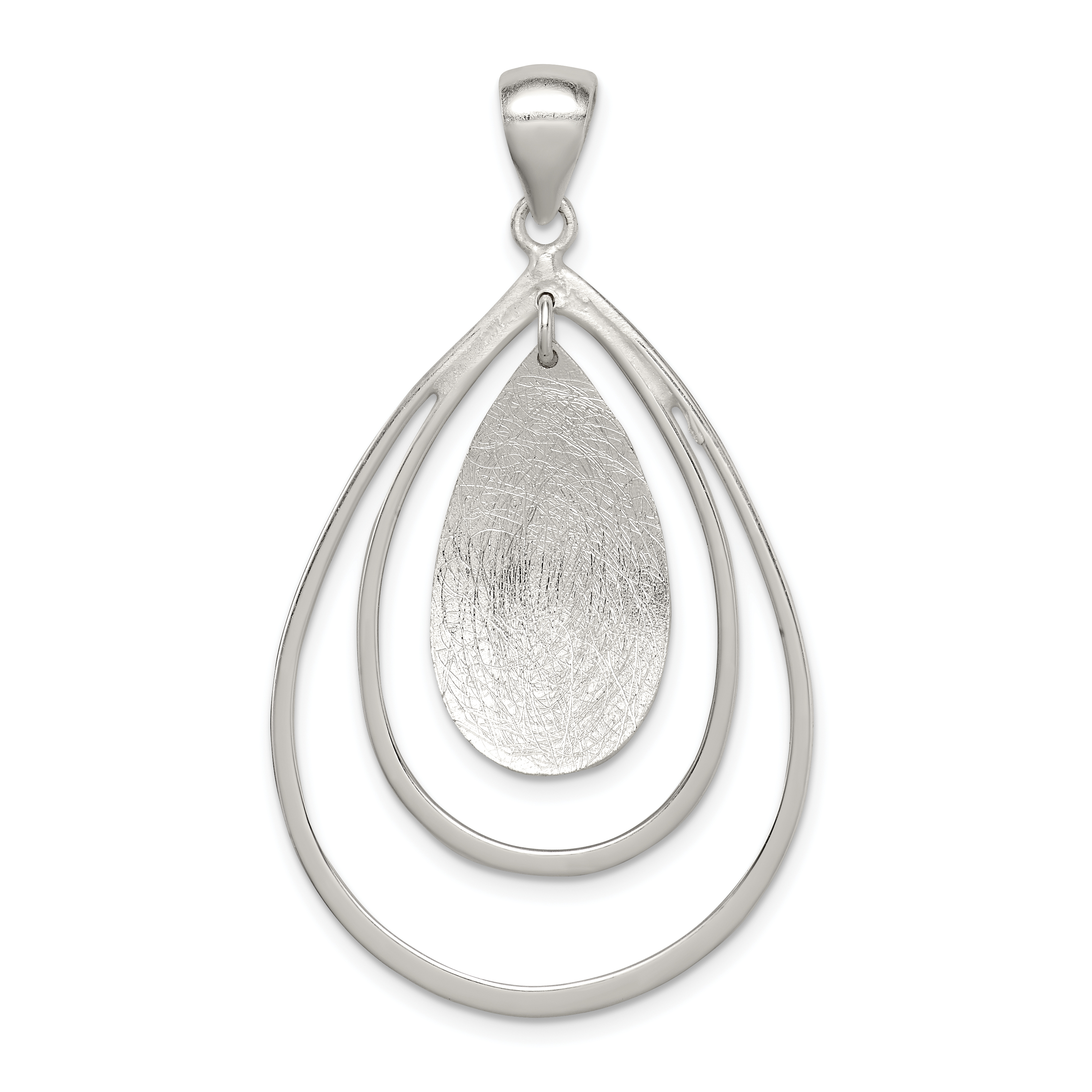 Sterling Silver Polished & Textured Teardrop Pendant (QP4312)