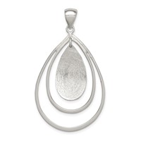 Sterling Silver Polished and Textured Teardrop Pendant view 1