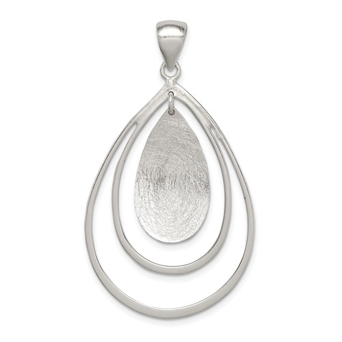 Sterling Silver Polished and Textured Teardrop Pendant