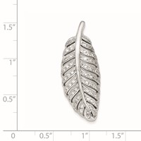 Sterling Silver Rhodium-plated Polished CZ Leaf Chain Slide Pendant view 2