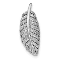 Sterling Silver Rhodium-plated Polished CZ Leaf Chain Slide Pendant view 1