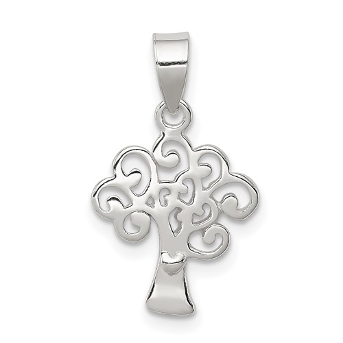 Sterling Silver Polished Tree Pendant