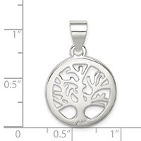 Sterling Silver Polished Round Tree Pendant view 3
