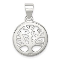 Sterling Silver Polished Round Tree Pendant view 1