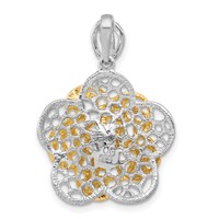 Sterling Silver Rhodium-plated Gold-tone Flower Slide Pendant view 4