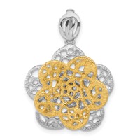 Sterling Silver Rhodium-plated Gold-tone Flower Slide Pendant view 1