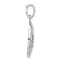Sterling Silver Polished Cut-out Flower Circle Pendant view 2