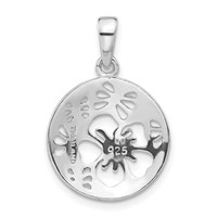 Sterling Silver Polished Cut-out Flower Circle Pendant view 4